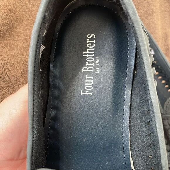 NWOT Four Brothers Woven Navy Moccasin Shoes Loafer Size 12 Mens - Picture 3 of 7